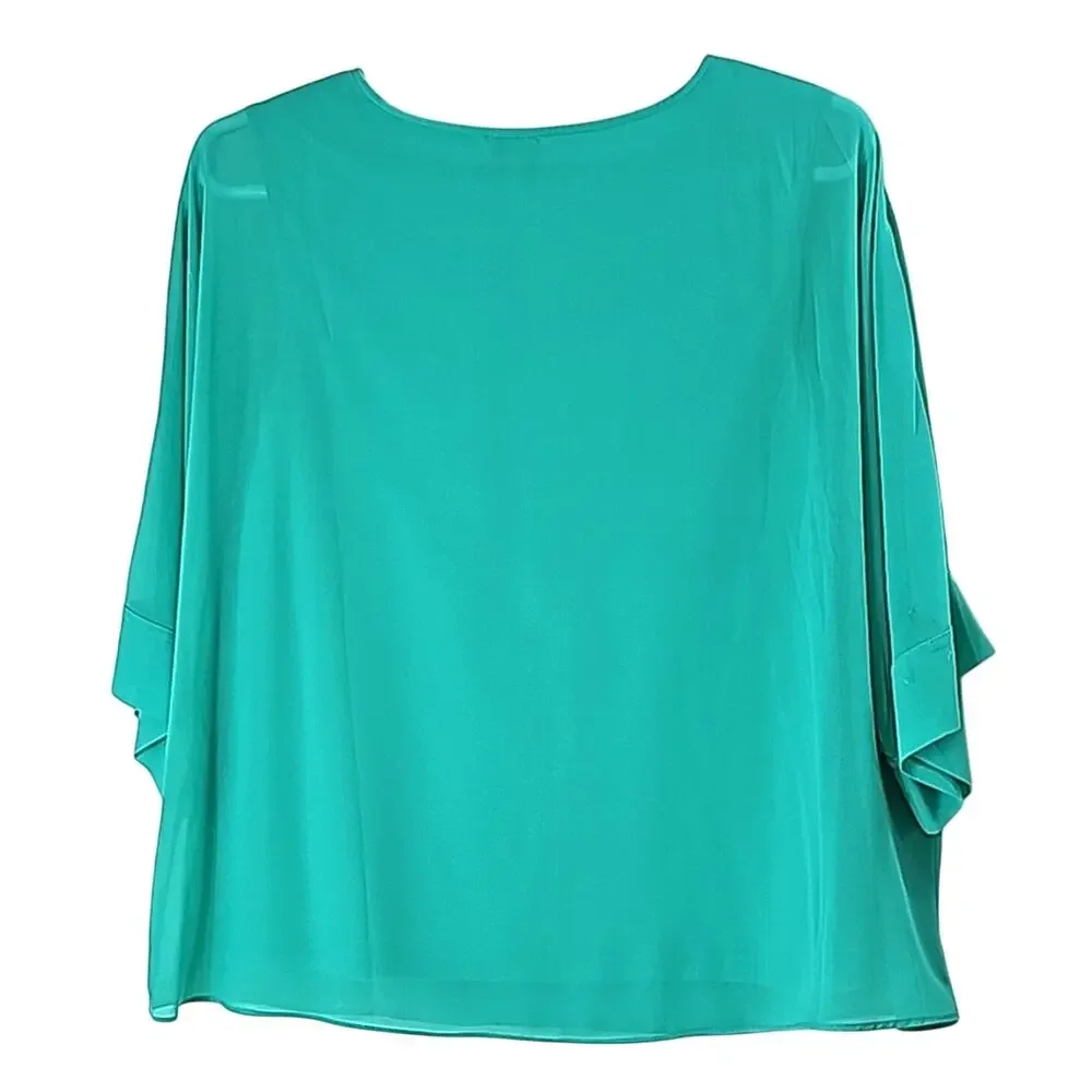 Womens Sz L Kelly Green Business Casual Office Church Tank Silver Gromet Top